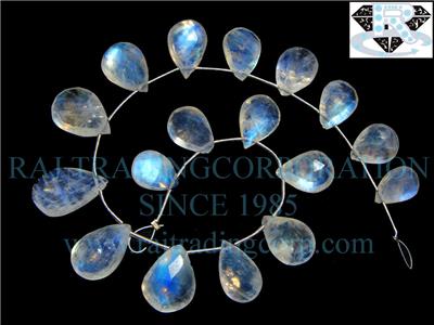 Rainbow Moonstone Faceted Pear (Quality AA)