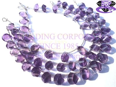 Amethyst (Light) Faceted Twisted Drops (Quality AA+)