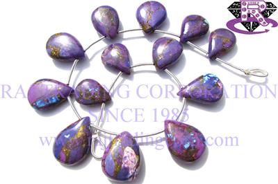 Purple Copper Turquoise Smooth Drops (Quality AAA)